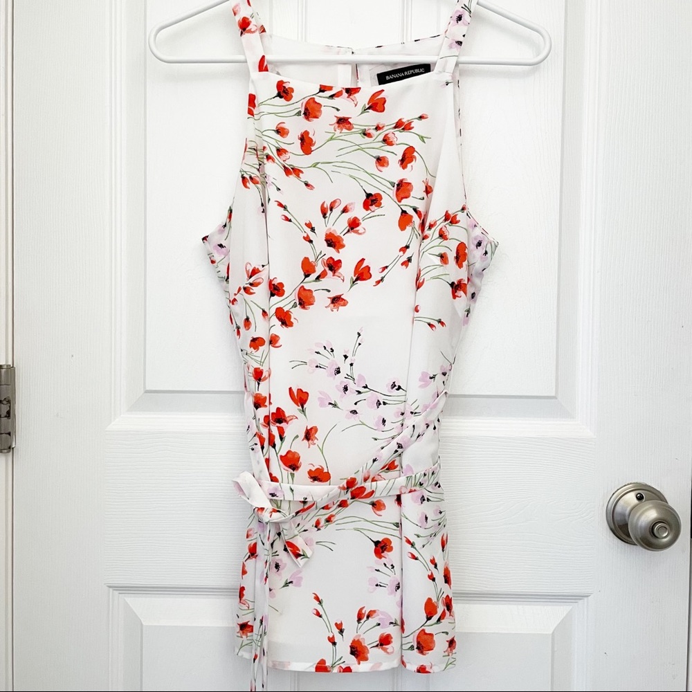 Banana Republic White Floral Tank Top